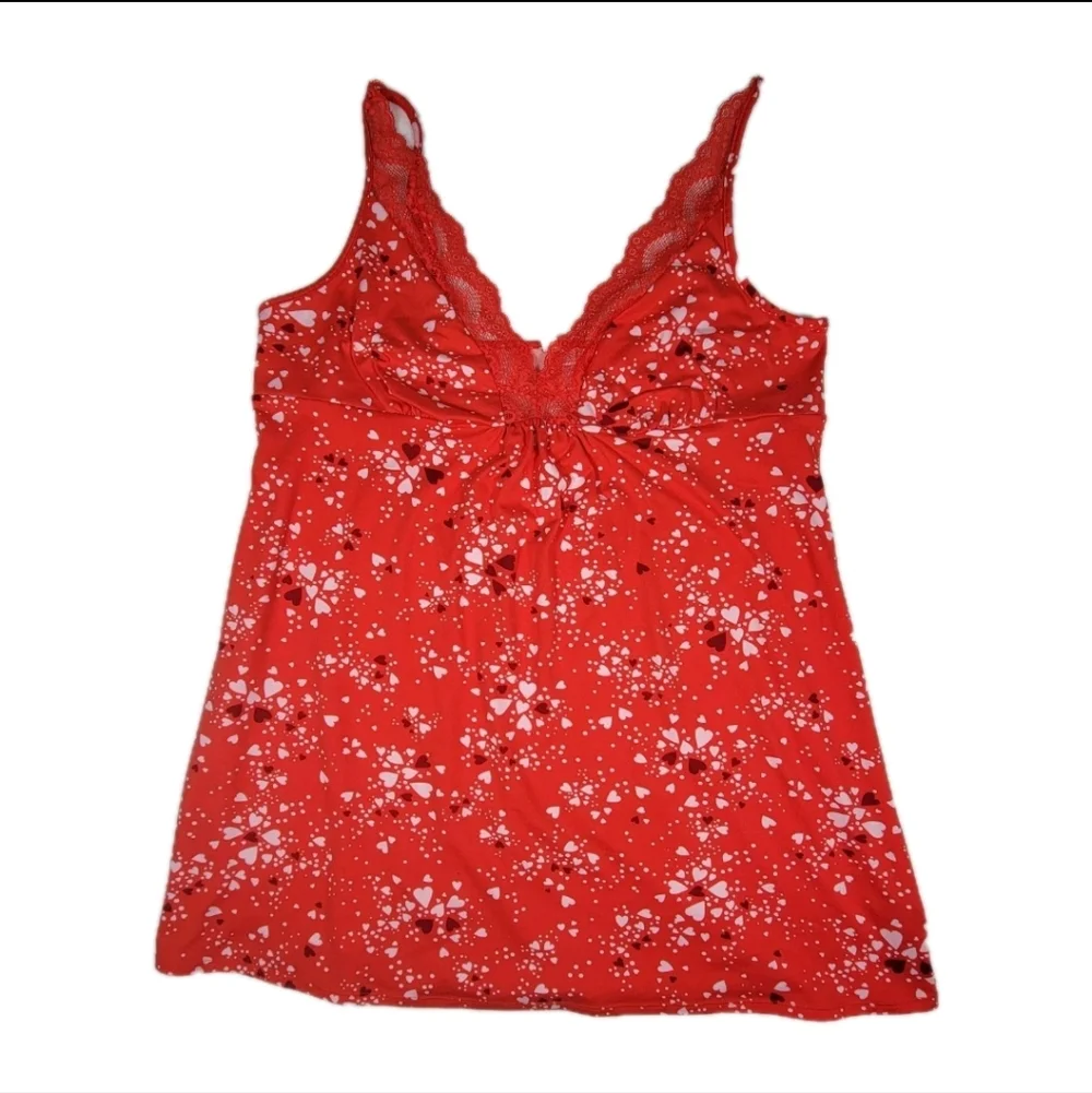 Joyspun Womens Heart Holiday Lace Babydoll Night Dress Size XL Red White EUC - Picture 6 of 10